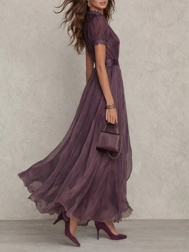 Aada - Long Purple Dress with Keyhole Neckline