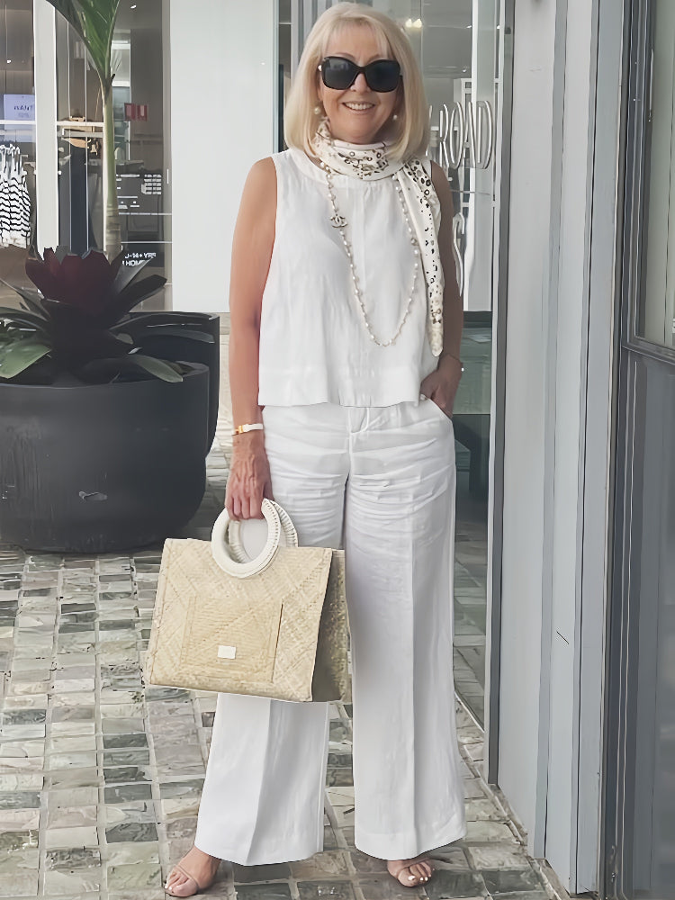 Trinidad™ | White Two-Piece Top and Wide Pants