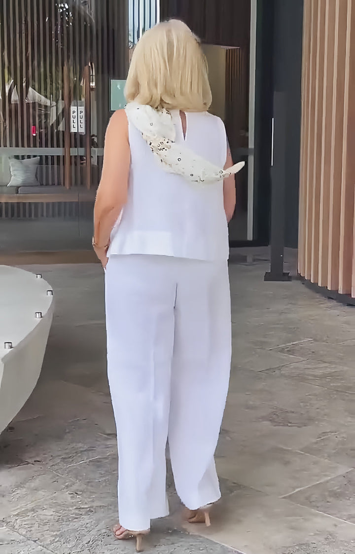 Trinidad™ | White Two-Piece Top and Wide Pants