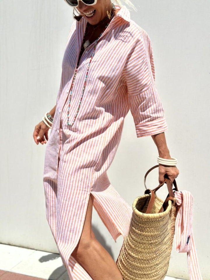 Veronica™ – Classic Striped Shirt Dress