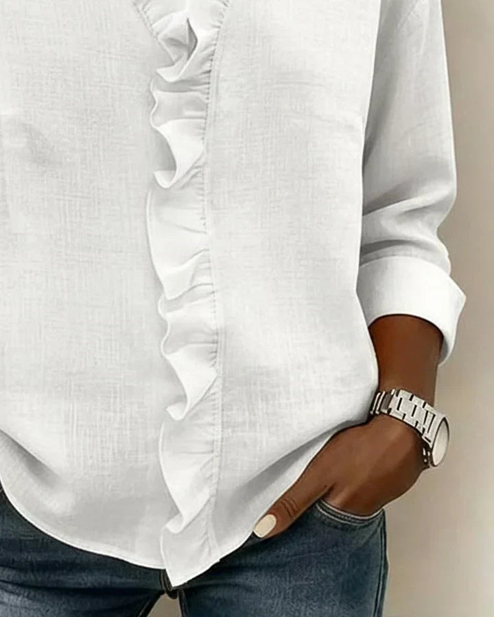 Indie | Gathered Blouse, V-Neck and Long Sleeves