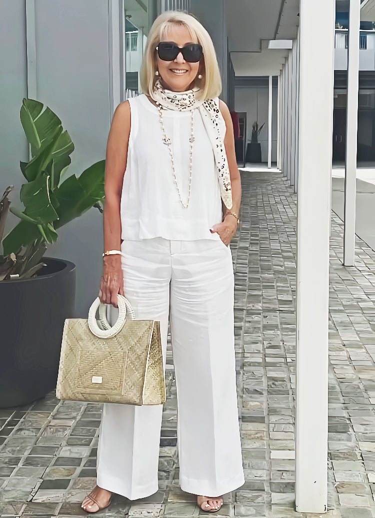 Trinidad™ | White Two-Piece Top and Wide Pants