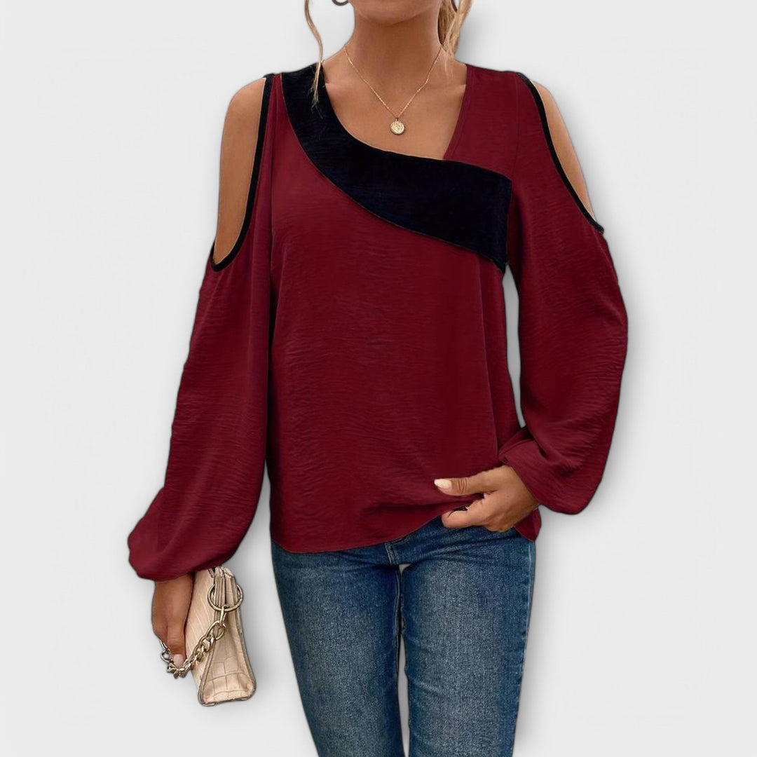 Scarlett - Color Block Sweater with Square Neckline
