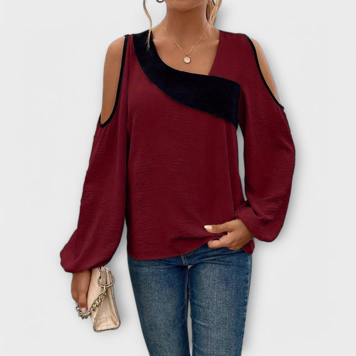 Scarlett - Color Block Sweater with Square Neckline