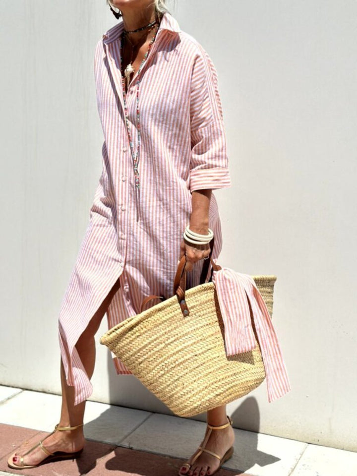 Veronica™ – Classic Striped Shirt Dress