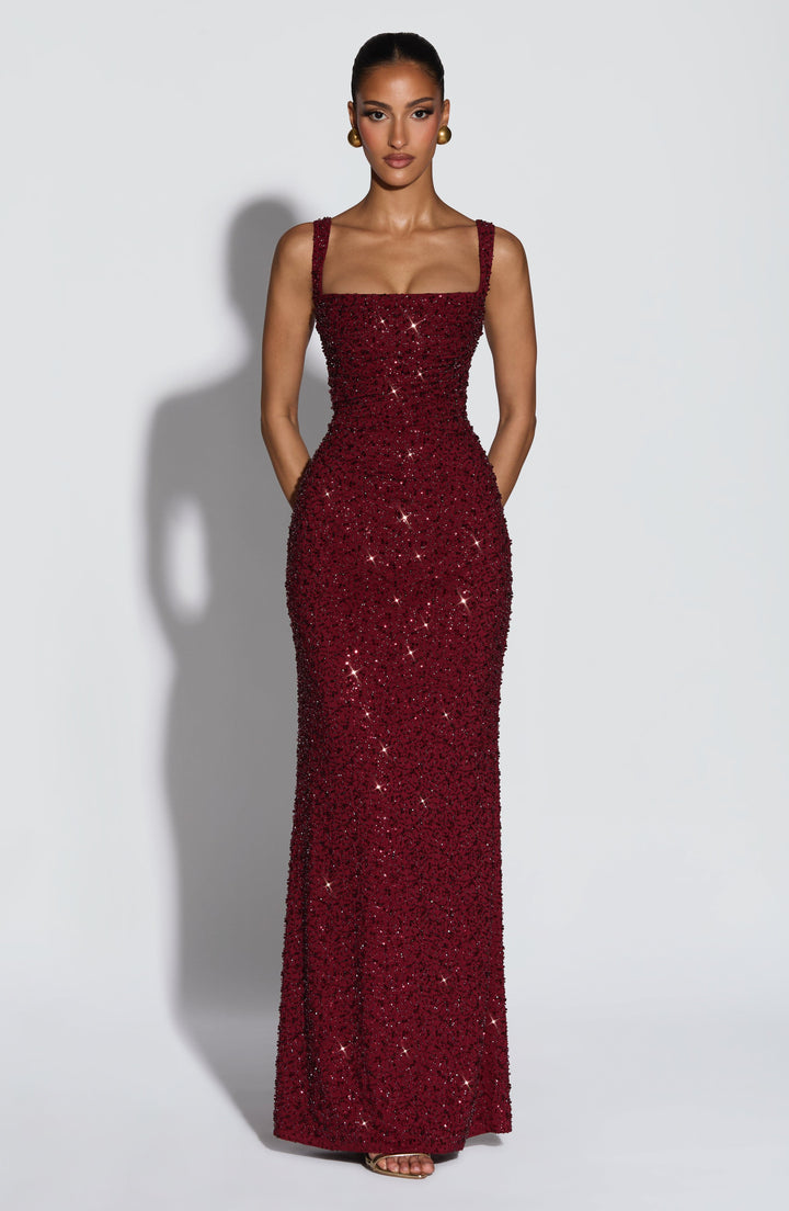 Roosa – Sparkling Square Neck Maxi Dress
