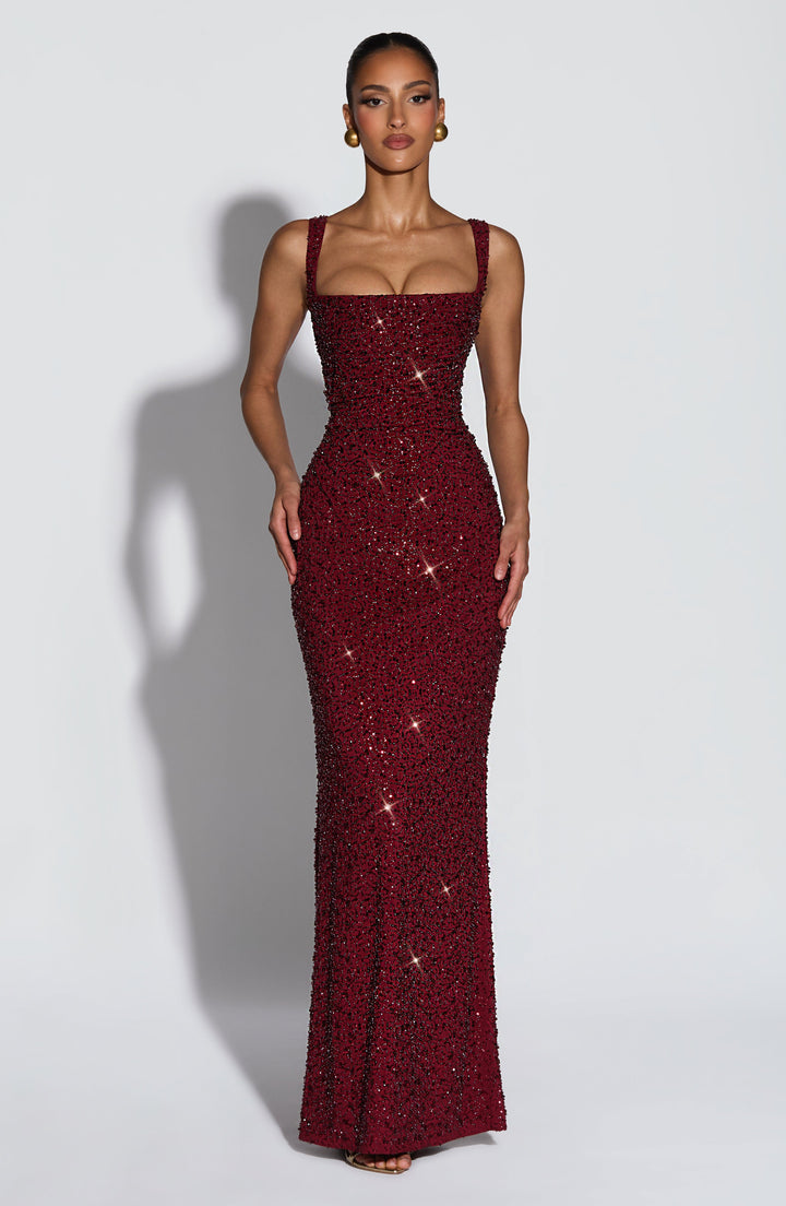 Roosa – Sparkling Square Neck Maxi Dress