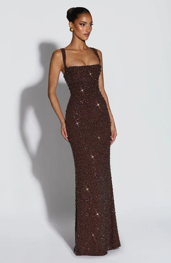 Roosa – Sparkling Square Neck Maxi Dress