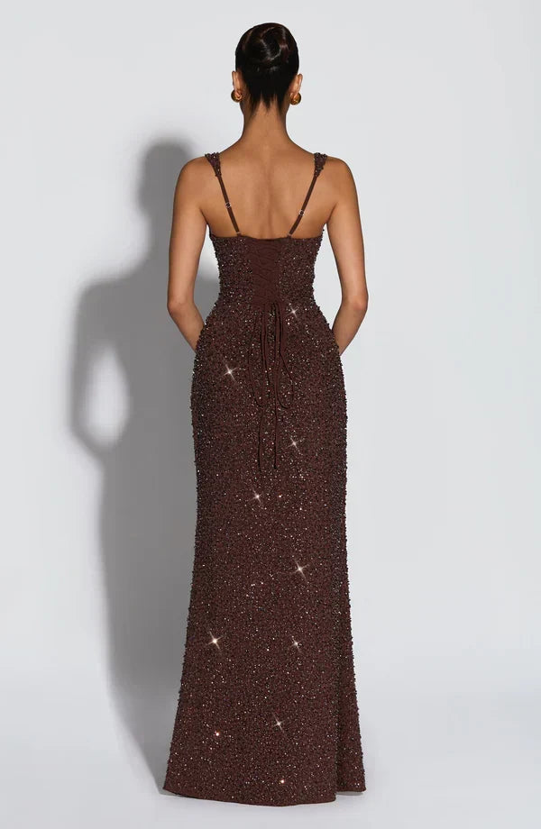 Roosa – Sparkling Square Neck Maxi Dress