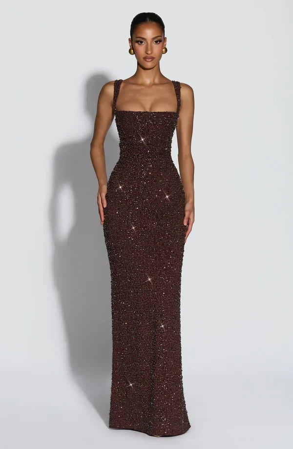 Roosa – Sparkling Square Neck Maxi Dress