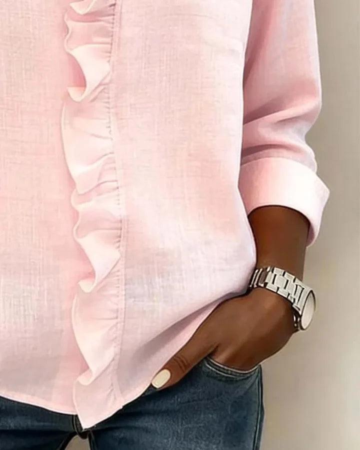 Indie | Gathered Blouse, V-Neck and Long Sleeves