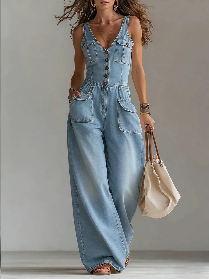 Sophie | Casual Wide-Leg Denim Jumpsuit