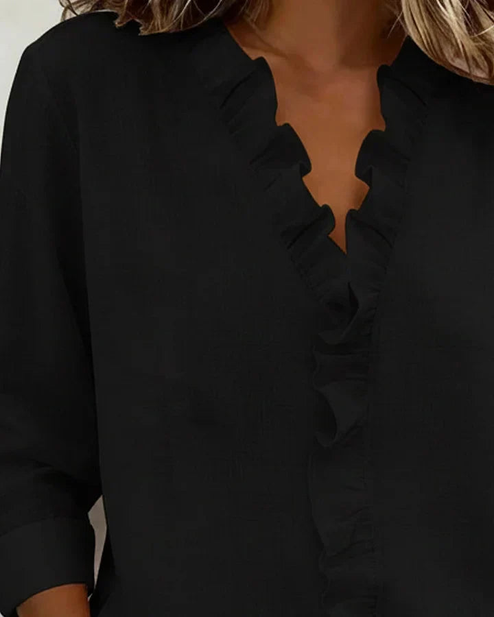 Indie | Gathered Blouse, V-Neck and Long Sleeves