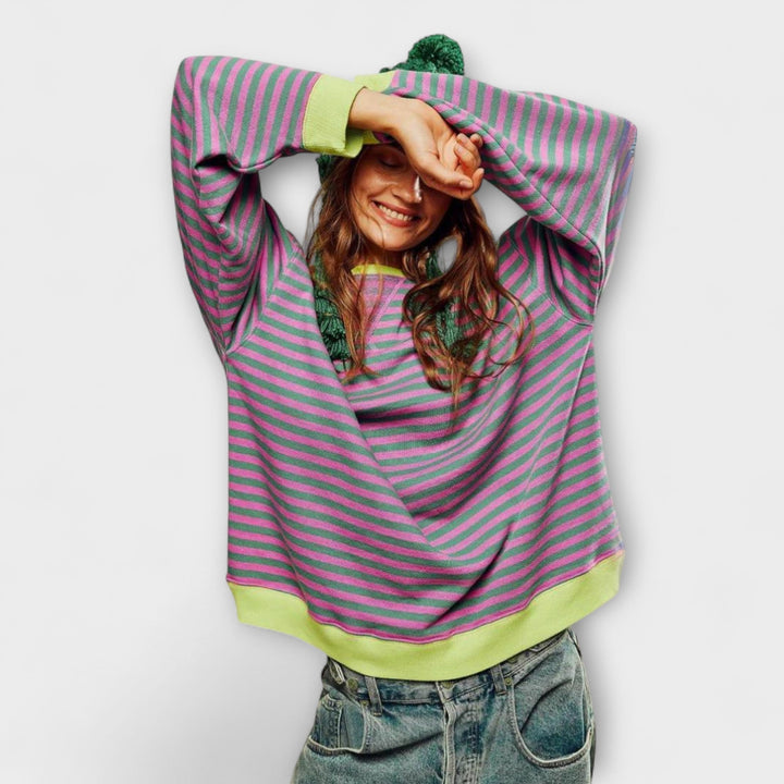 Mary - Striped Oversized Knit Cardigan