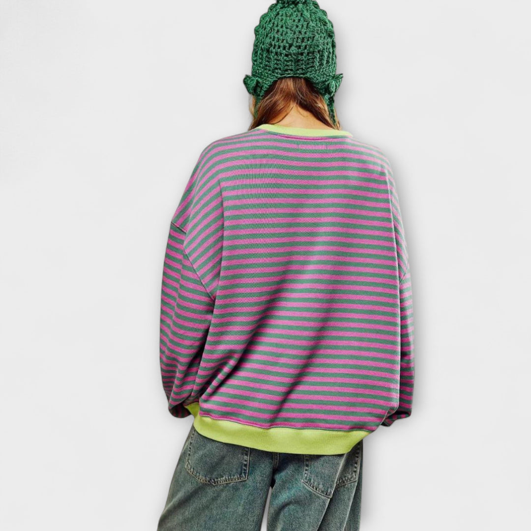 Mary - Striped Oversized Knit Cardigan