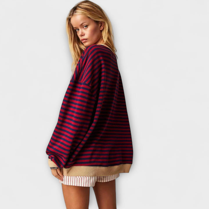 Mary - Striped Oversized Knit Cardigan