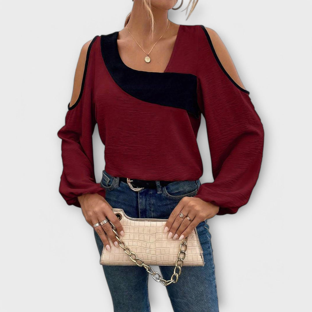 Scarlett - Color Block Sweater with Square Neckline