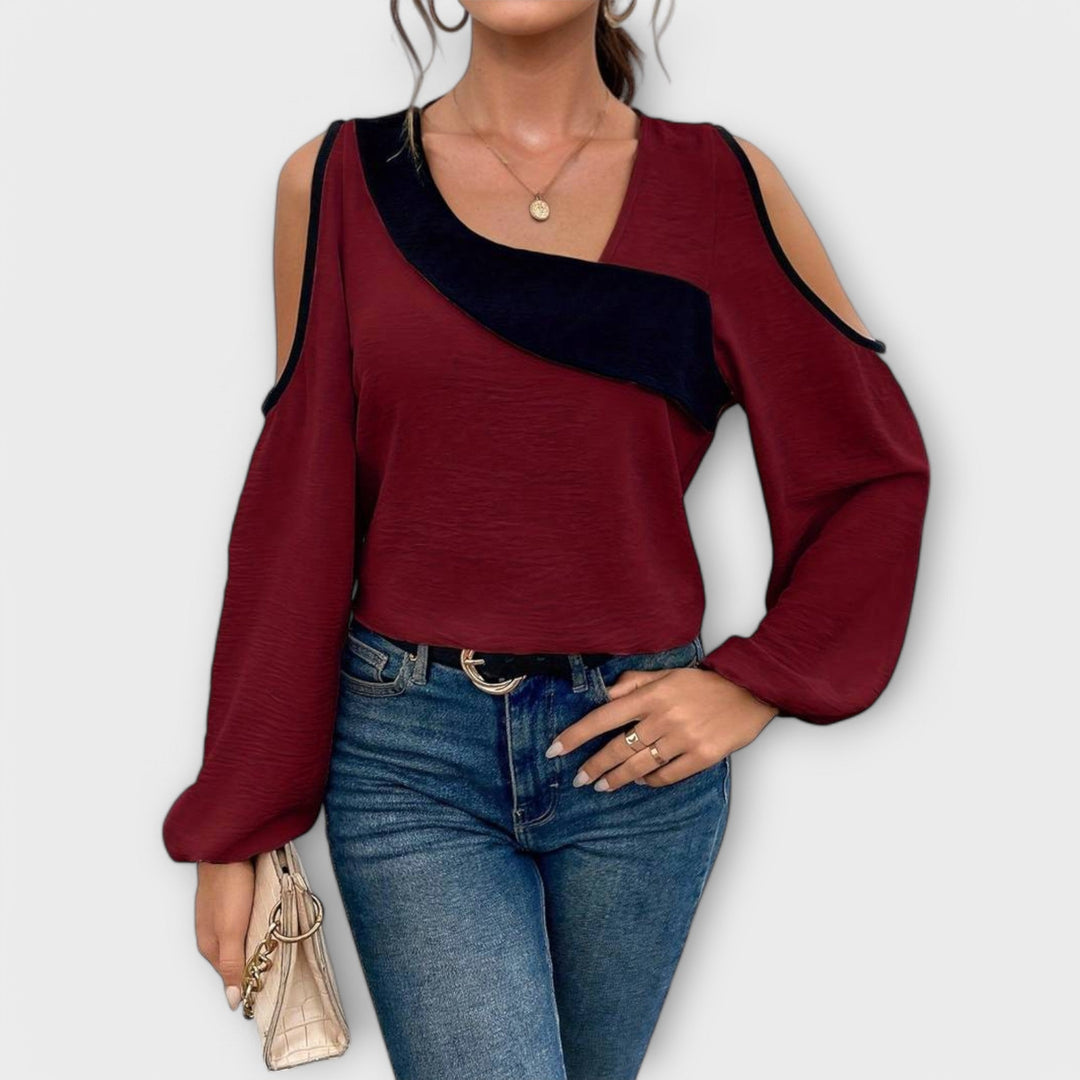 Scarlett - Color Block Sweater with Square Neckline