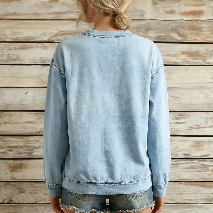Perla - women's long-sleeve retro patchwork animal print casual sweatshirt