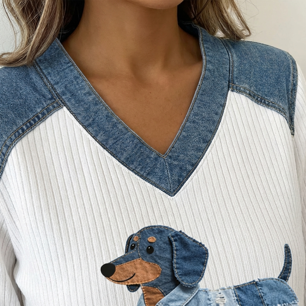 Stella™ | Artistic Denim Patchwork Top