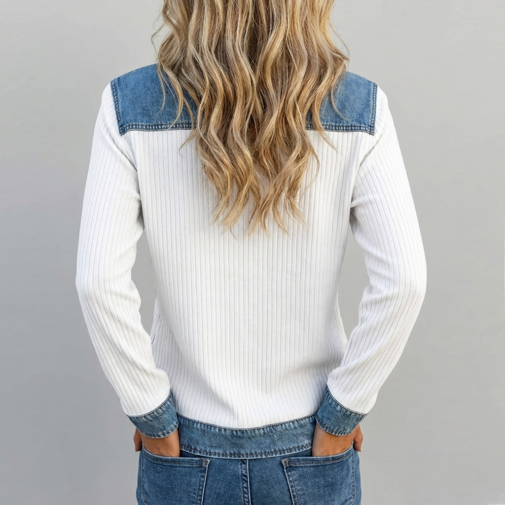 Stella™ | Artistic Denim Patchwork Top
