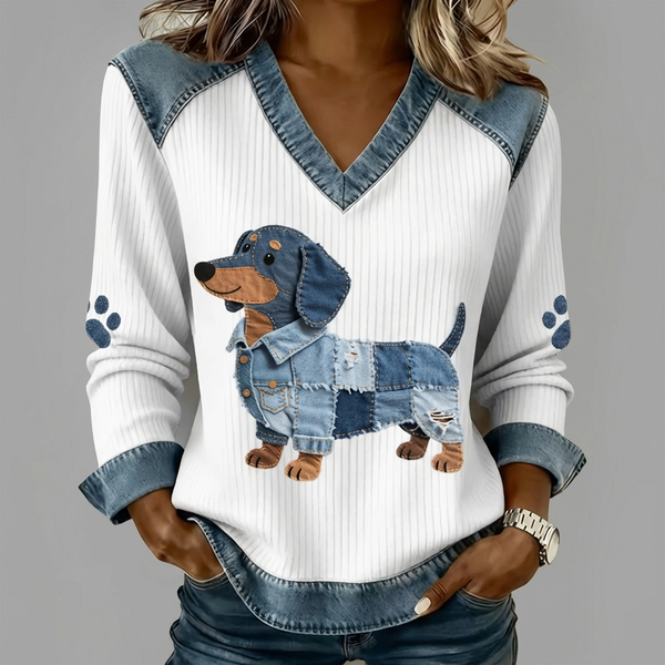 Stella™ | Artistic Denim Patchwork Top