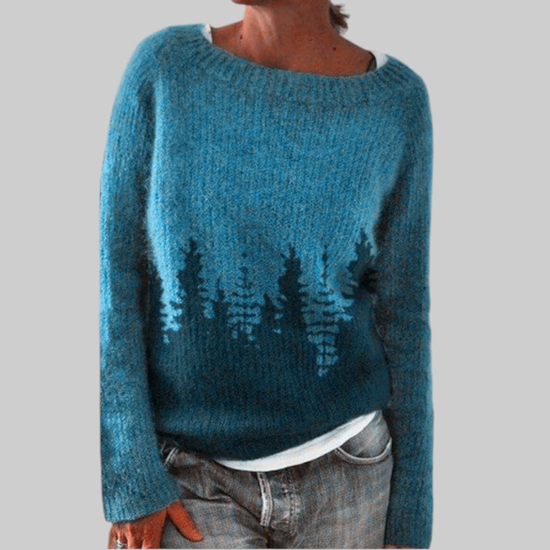 Alva - Long Sweater with Horticultural Style
