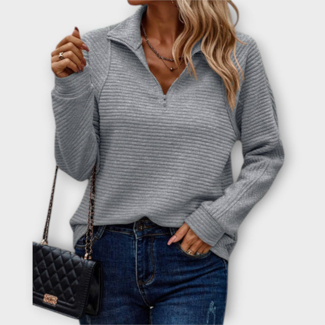 Vilja - Zippered Knit Cardigan