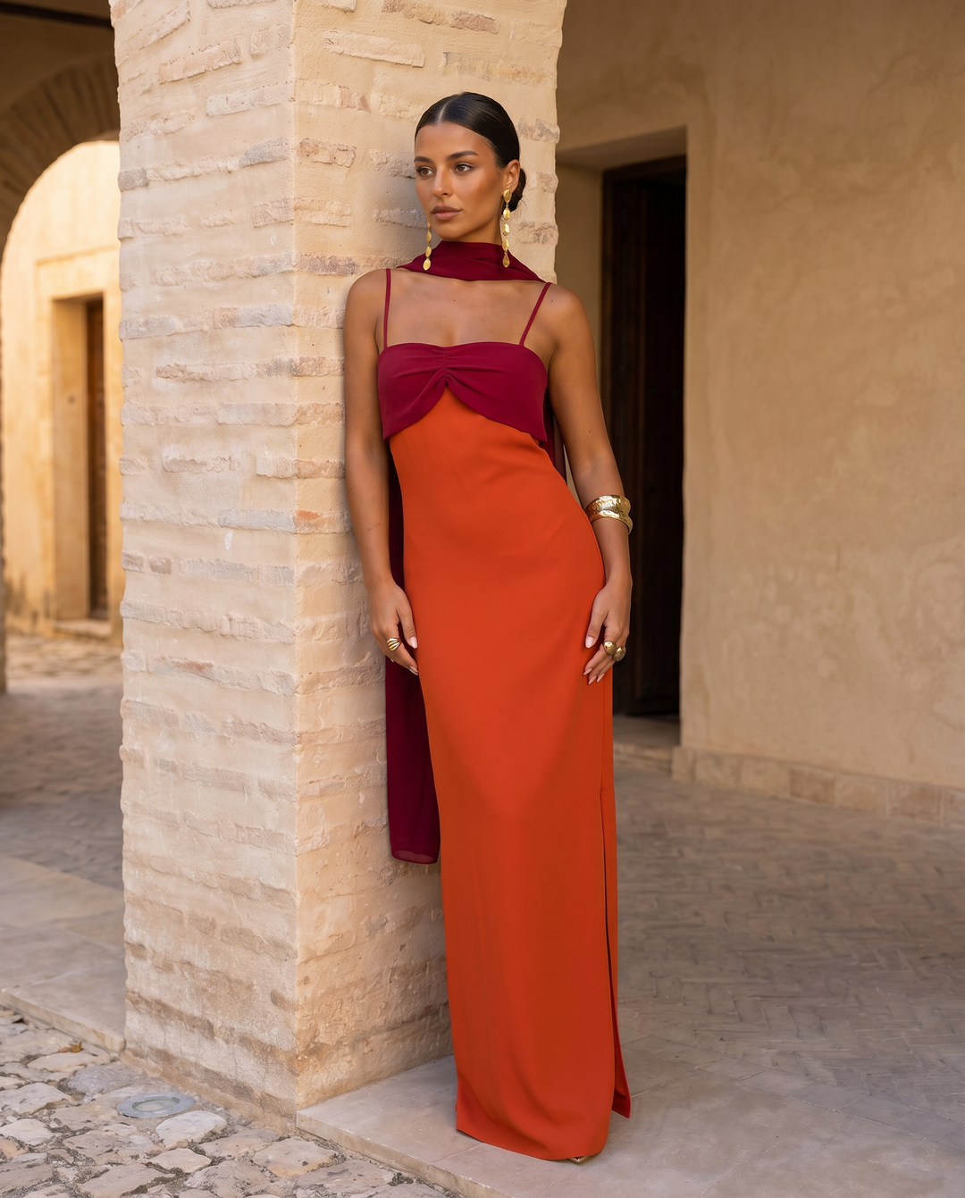 Amélia Long Dress - Sophisticated Contrast