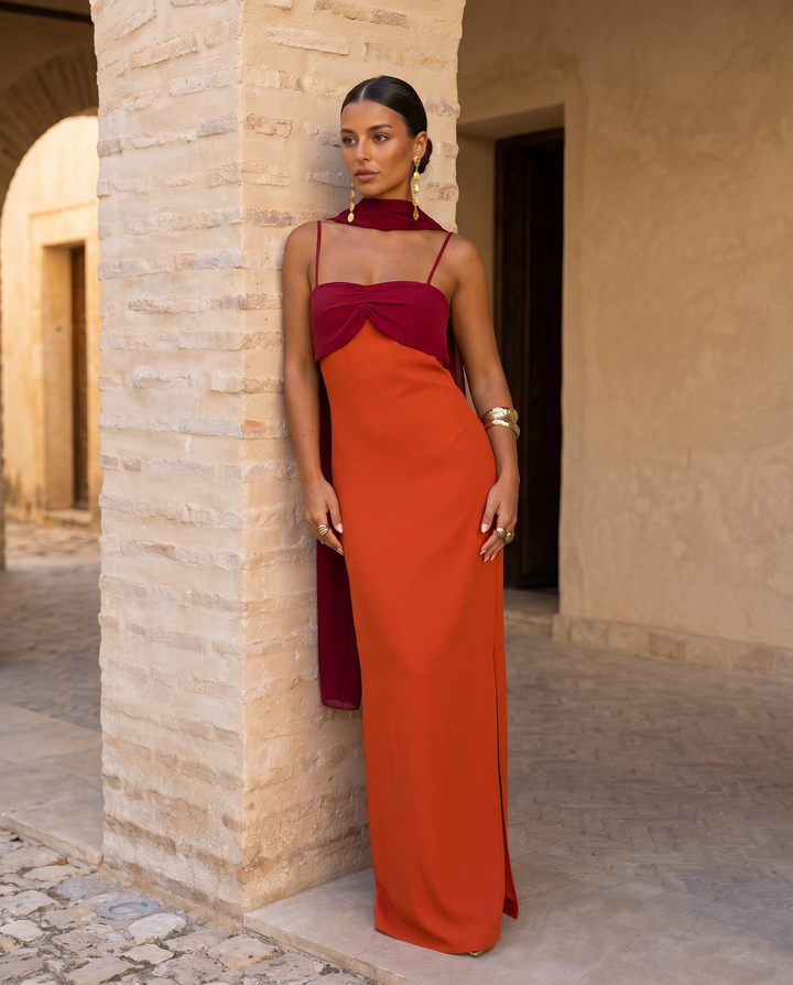 Amélia Long Dress - Sophisticated Contrast
