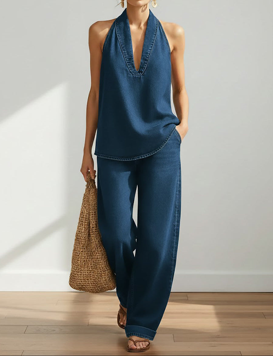 Ivy Two-Piece Set | Vintage Washed Soft Denim Look