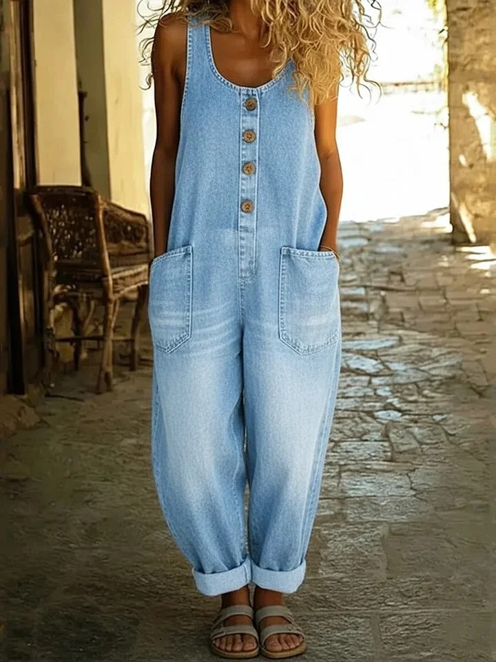 Ruth | Vintage Washed Denim Jumpsuit