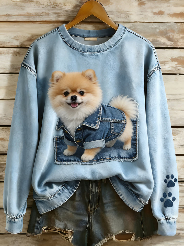 Perla - women's long-sleeve retro patchwork animal print casual sweatshirt