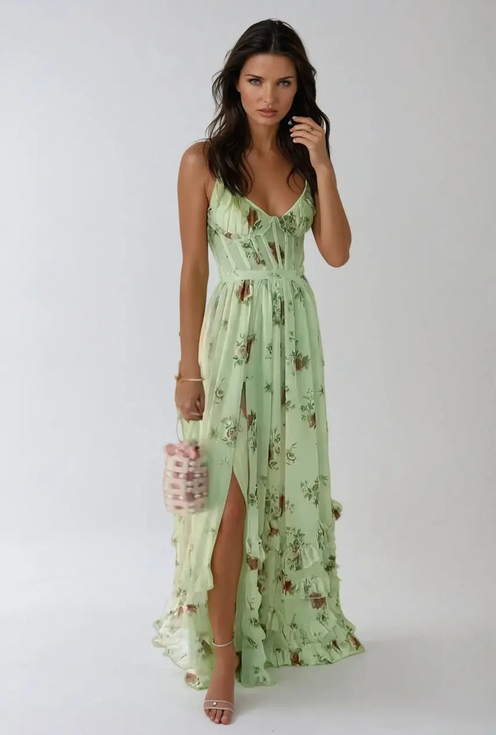 Elora Dress with Delicate Neckline and Romantic Elegance